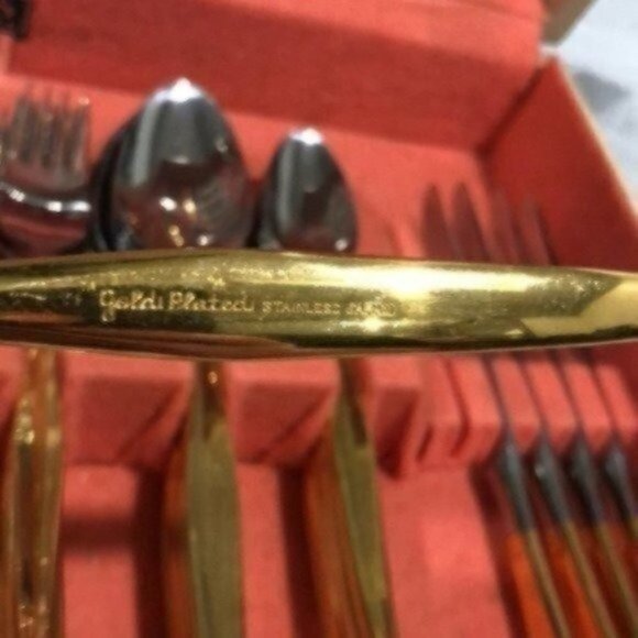 Rogers Silverplate By Oneida Gold Plated Flatware Boxed Set Vintage 50s - Picture 9 of 16